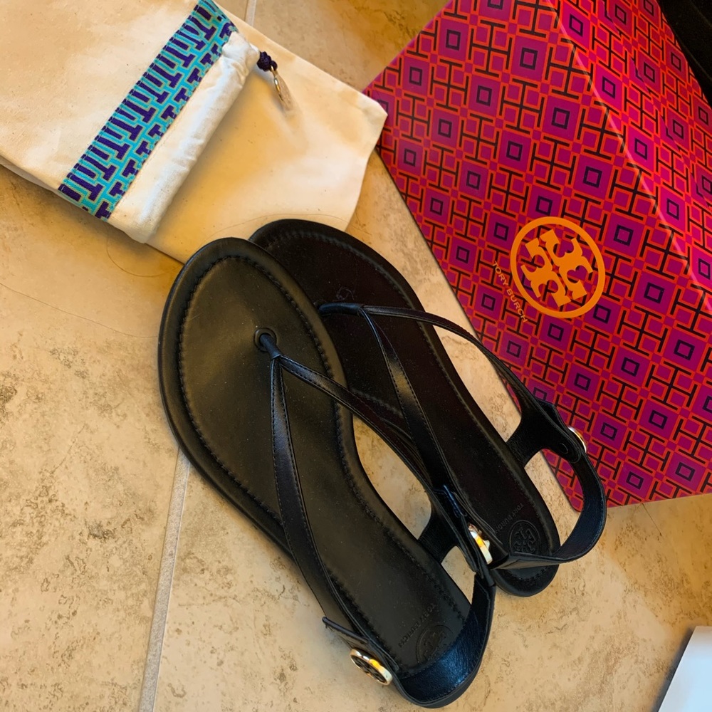 Tory Burch black leather sandals